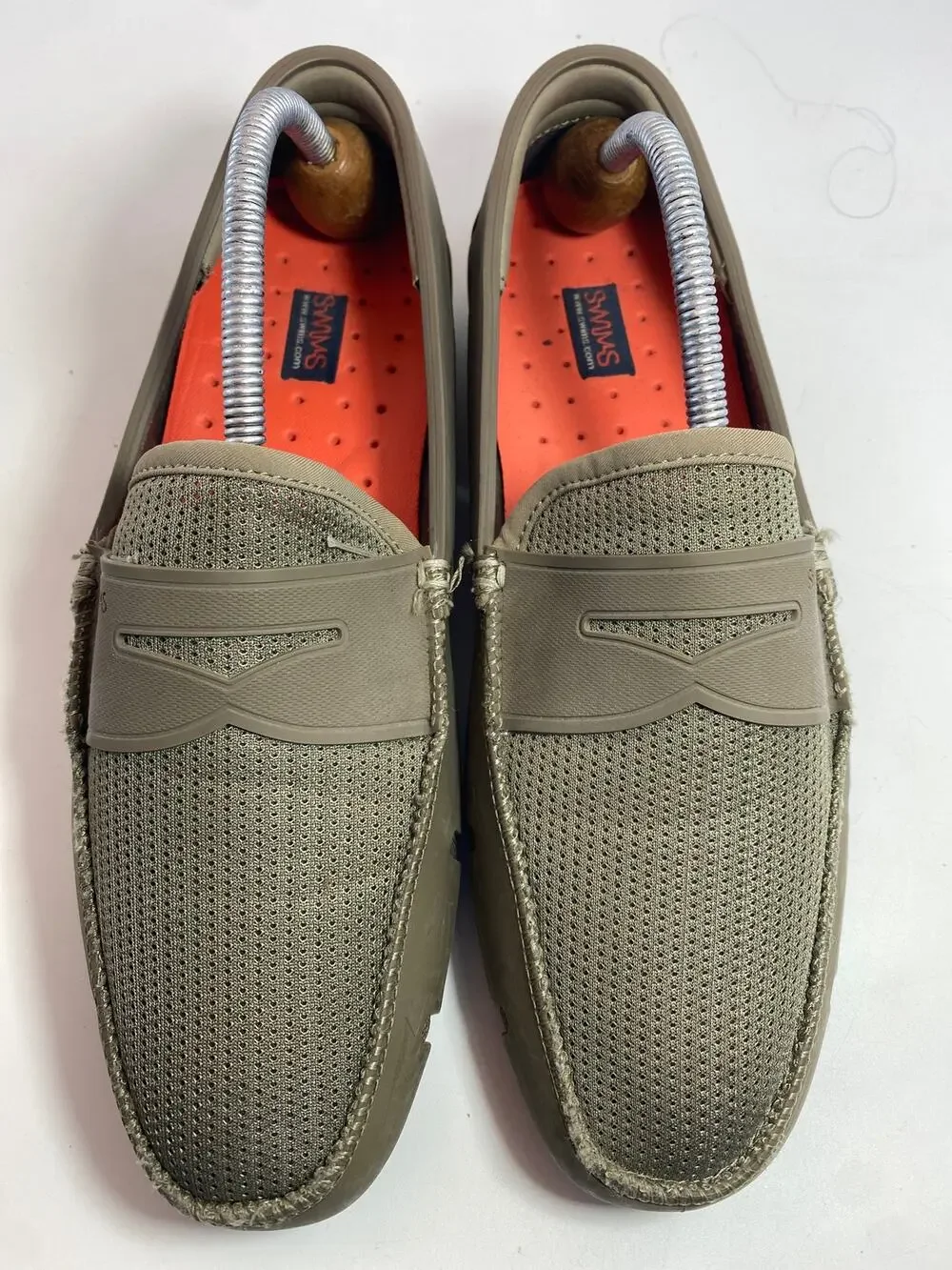 SWIMS Men’s Mesh Penny Loafers Size 9 Khaki Taupe Water Resistant Boat Shoes